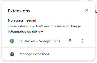 Sweeps Coins Balance Tracker